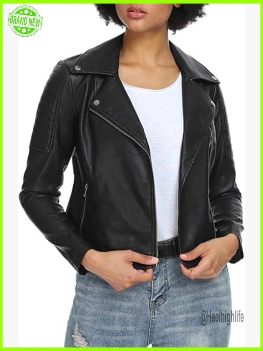 Faux Leather Moto Jacket Slim Fit Zip Up Long Sleeve Trench Coat